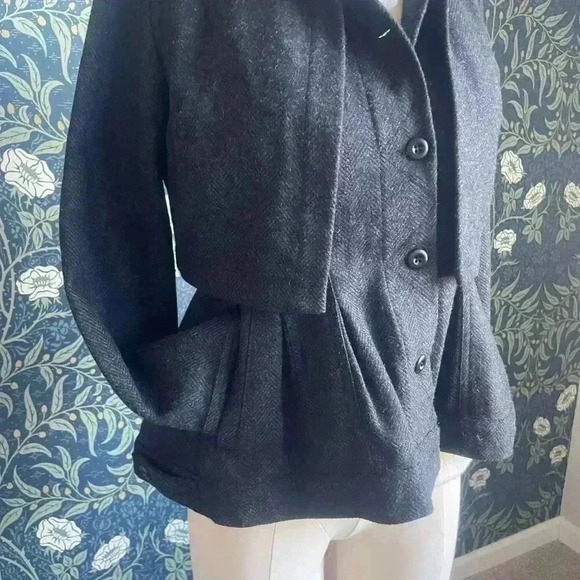 Anthropologie Current Air Grey Herringbone Peplum Jacket - Picture 3 of 15